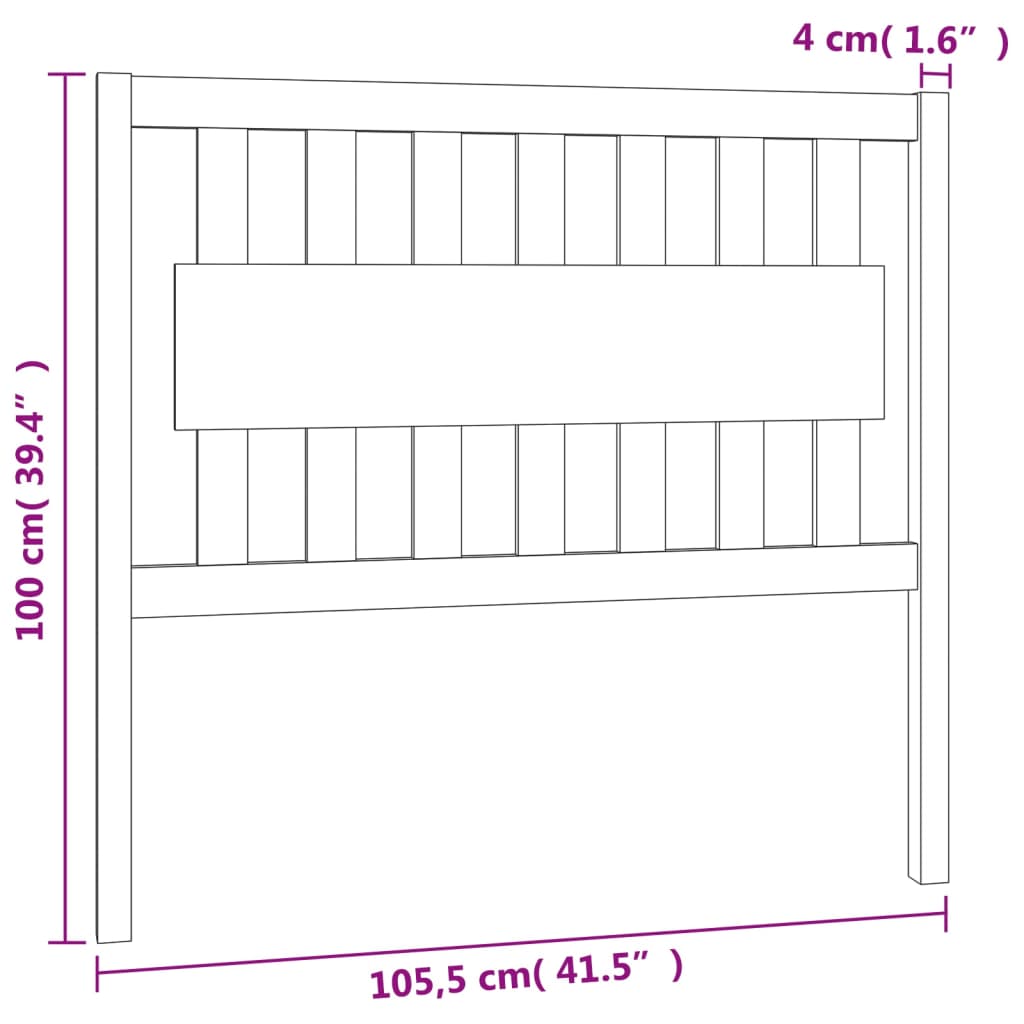 vidaXL Bed Headboard White 105.5x4x100 cm Solid Wood Pine