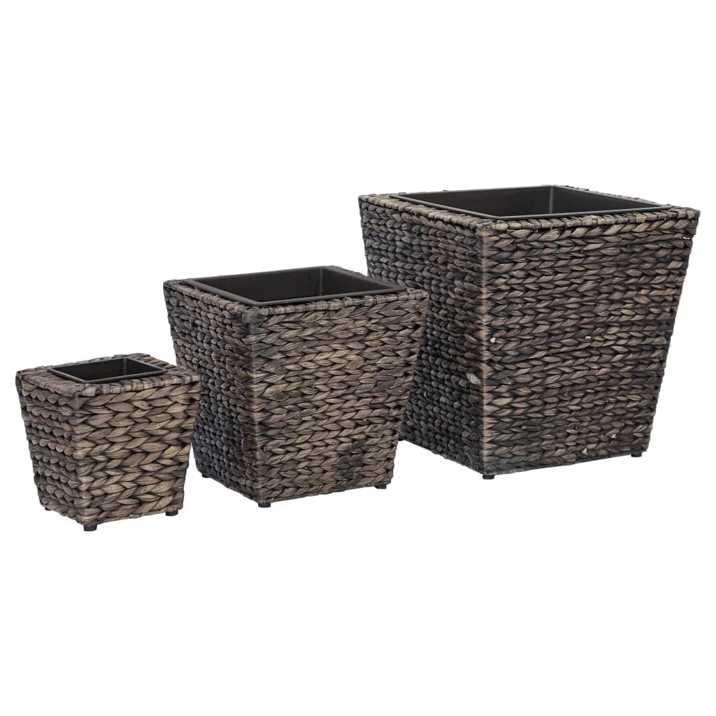 vidaXL Raised Beds 3 pcs Water Hyacinth Brown