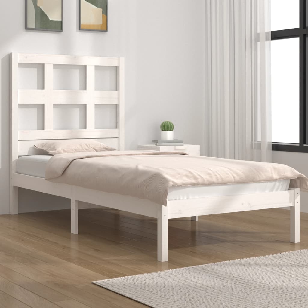 vidaXL Bed Frame without Mattress White 90x190 cm Single Solid Wood Pine