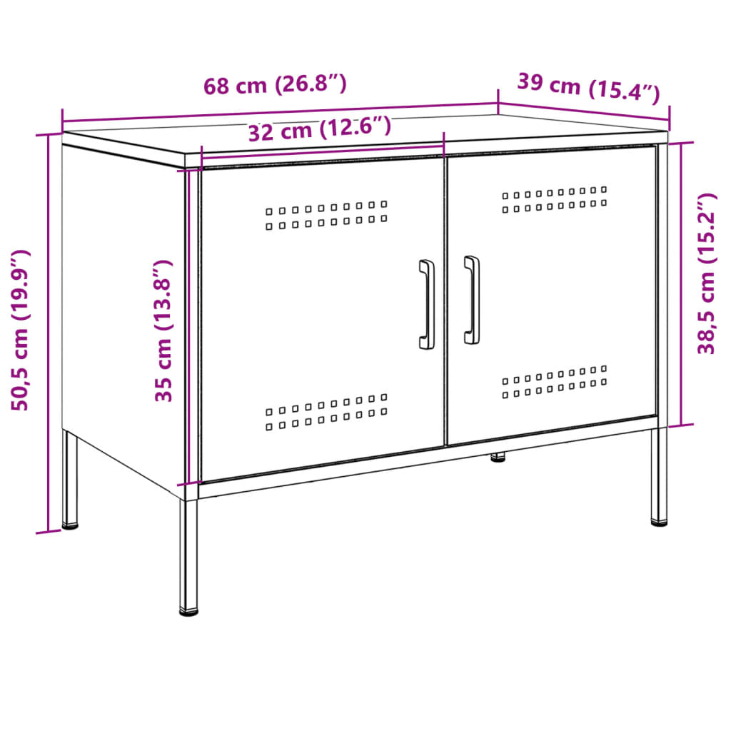 vidaXL TV Cabinet Pink 68x39x50.5 cm Steel