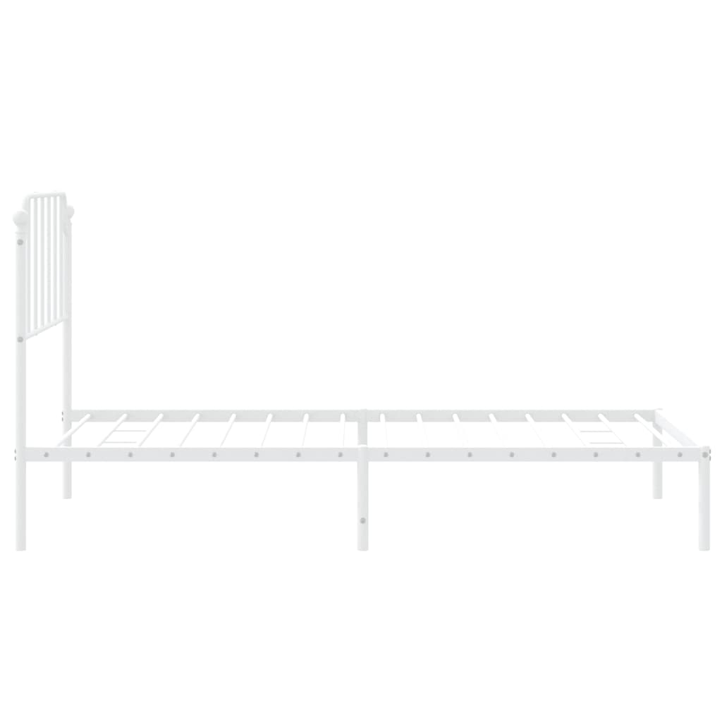 vidaXL Metal Bed Frame without Mattress with Headboard White 100x200 cm