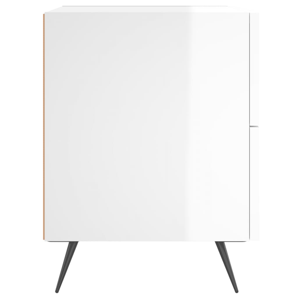 vidaXL Bedside Cabinet High Gloss White 40x35x47.5 cm Engineered Wood