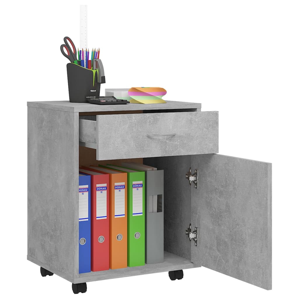 vidaXL Rolling Cabinet Concrete Grey 45x38x54 cm Engineered Wood