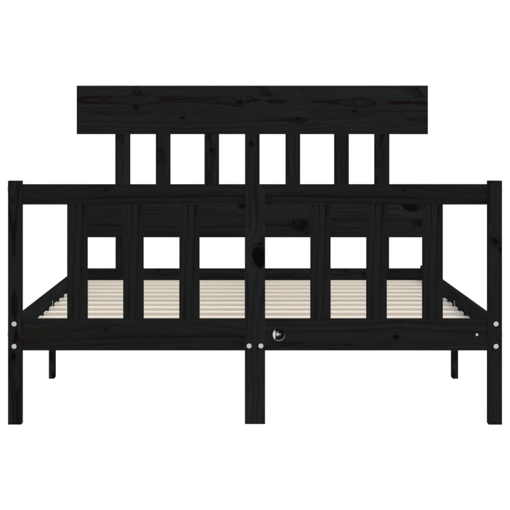 vidaXL Bed Frame without Mattress Black Small Double Solid Wood Pine