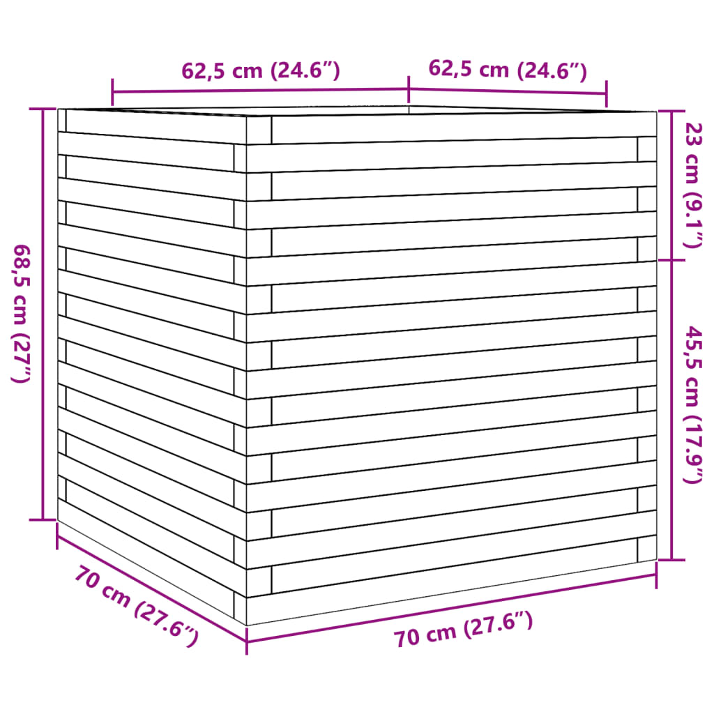 vidaXL Garden Planter 70x70x68.5 cm Impregnated Wood Pine