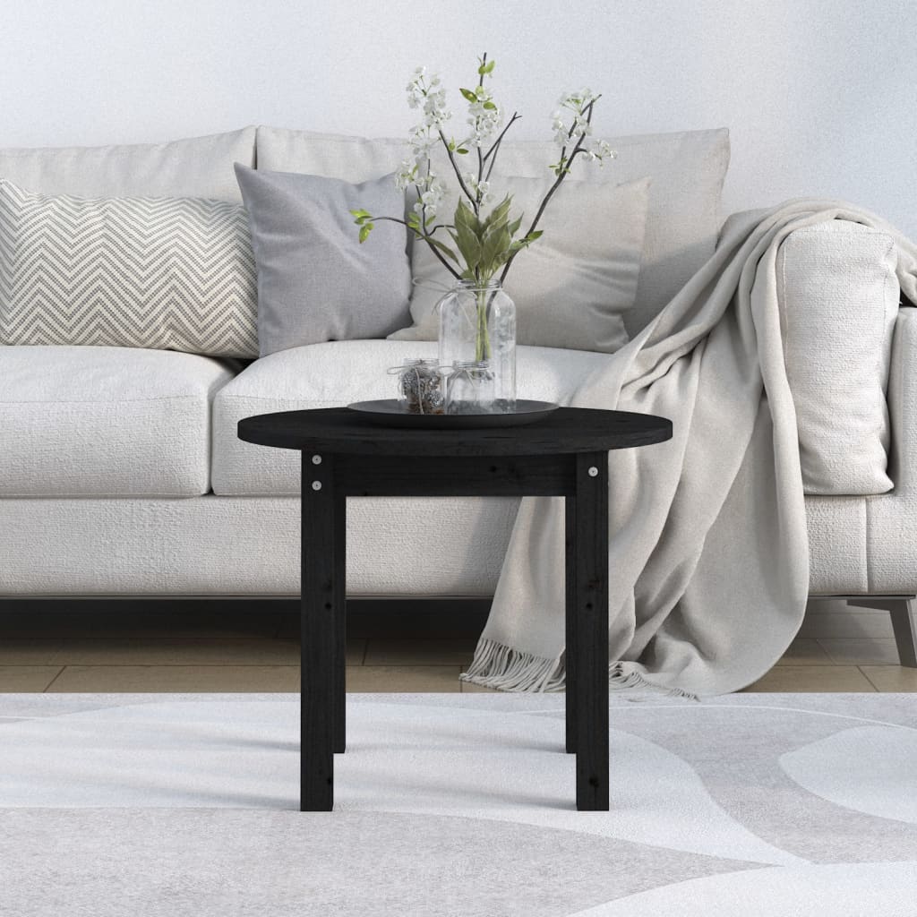 vidaXL Coffee Table Black Ø 55x45 cm Solid Wood Pine