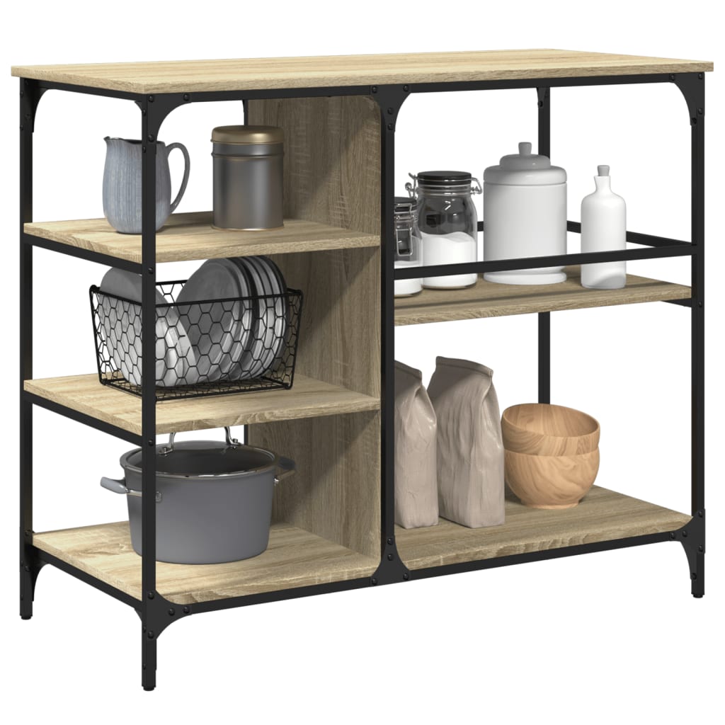 vidaXL Kitchen Trolley Sonoma Oak 100x45x89.5 cm Engineered Wood