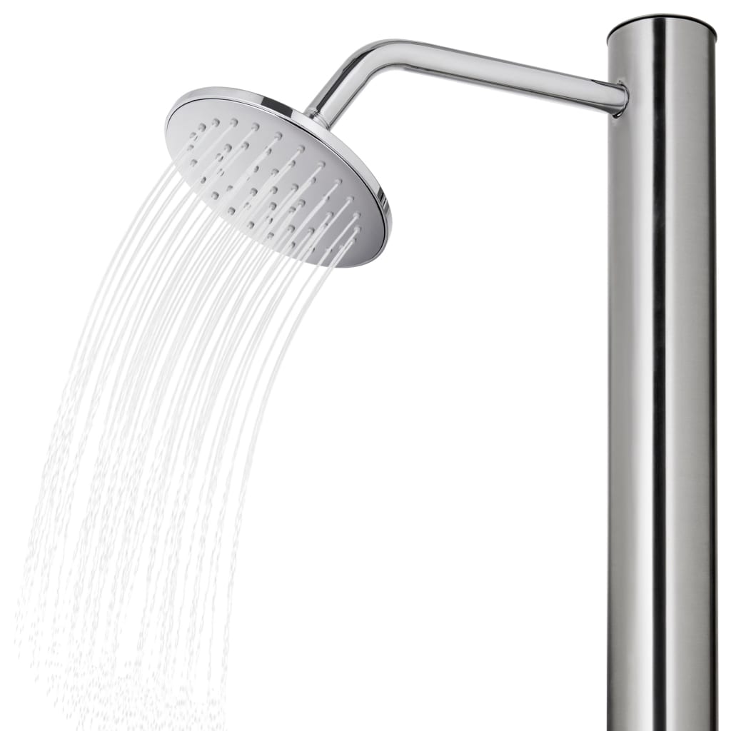 vidaXL Garden Shower with Brown Base 220 cm Stainless Steel