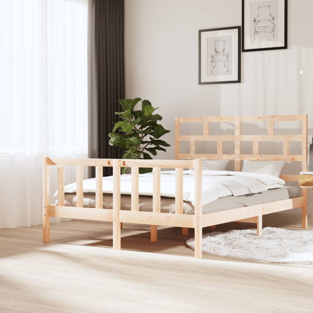 vidaXL Bed Frame without Mattress Solid Wood 160x200 cm (810092+814204)