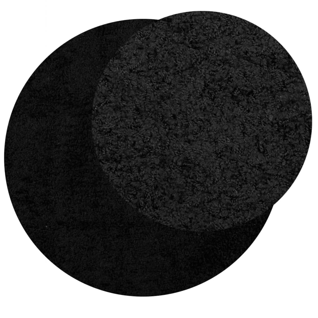 vidaXL Shaggy Rug PAMPLONA High Pile Modern Black Ø 200 cm