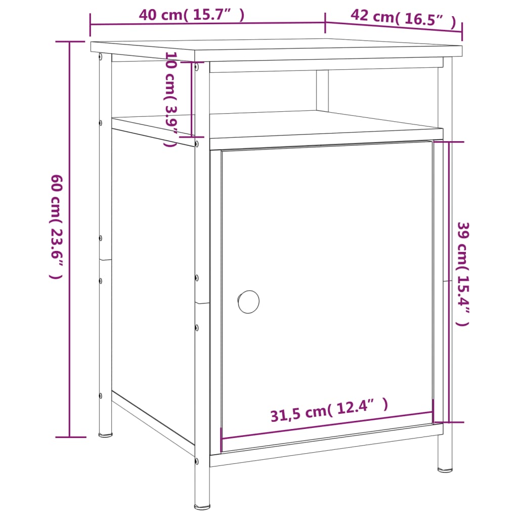 vidaXL Bedside Cabinets 2 pcs Smoked Oak 40x42x60 cm Engineered Wood