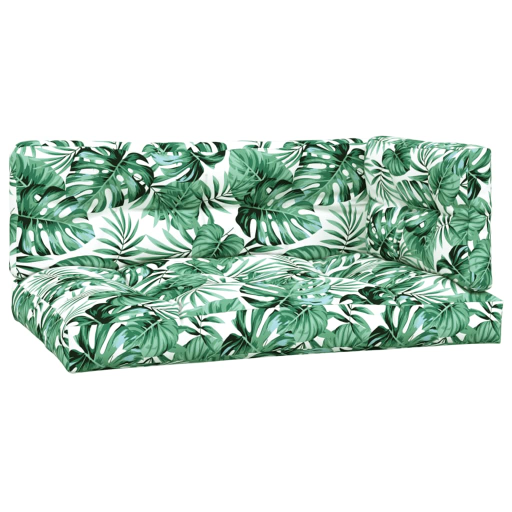 vidaXL Pallet Cushions 3 pcs Leaf Pattern Fabric