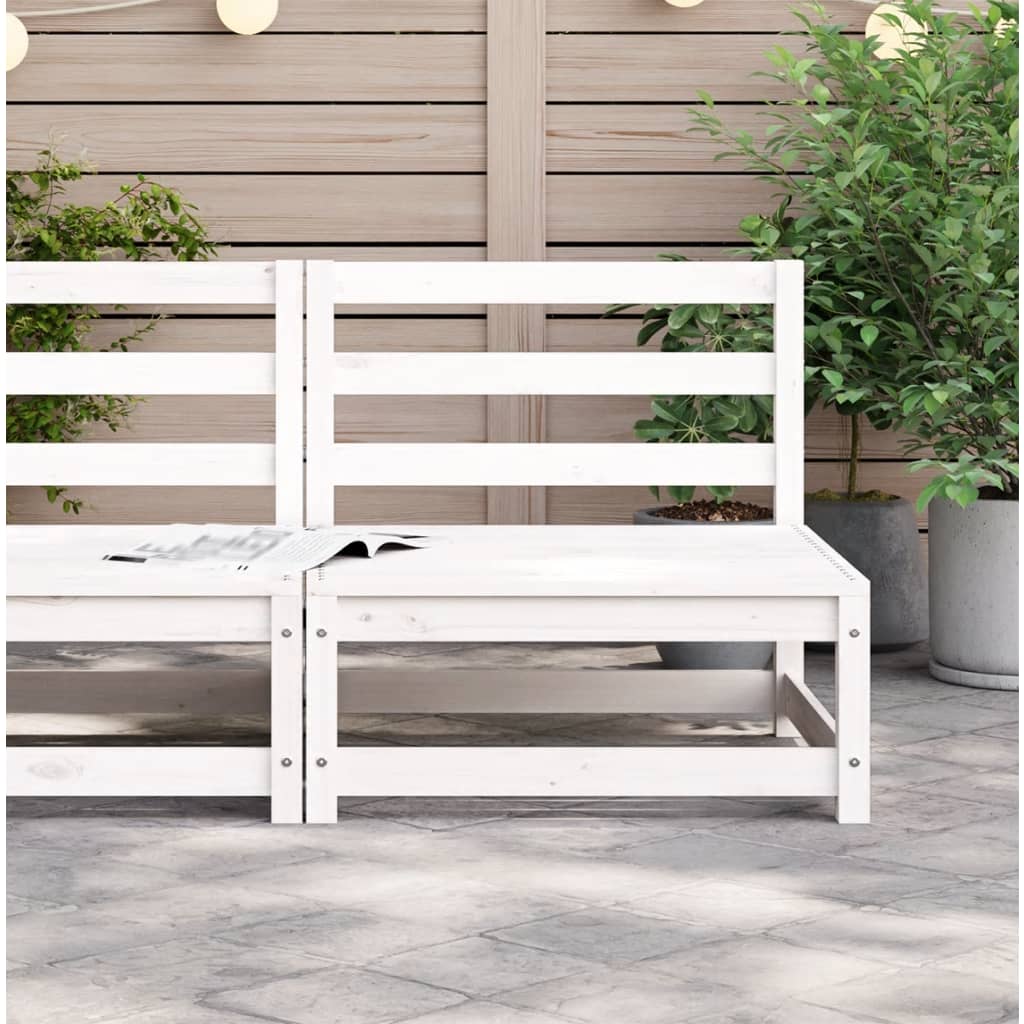 vidaXL Garden Sofa Armless White 70x70x67 cm Solid Wood Pine