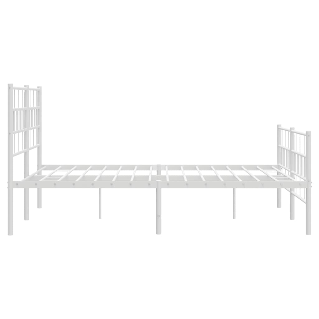 vidaXL Metal Bed Frame without Mattress with Footboard White 120x200 cm