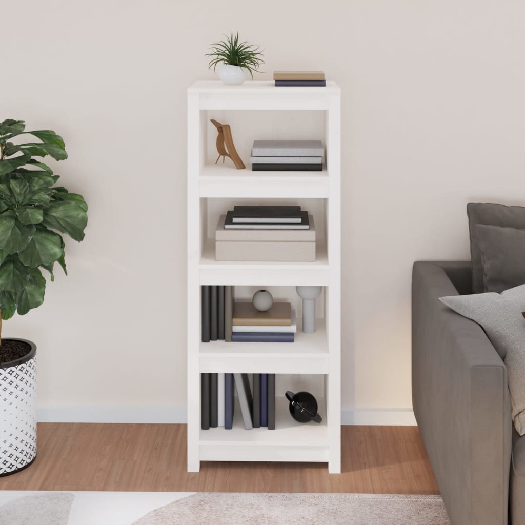 vidaXL Book Cabinet White 50x35x125.5 cm Solid Wood Pine