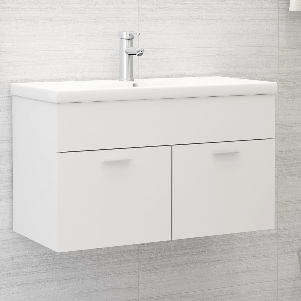 vidaXL Sink Cabinet with Built-in Basin White Engineered Wood