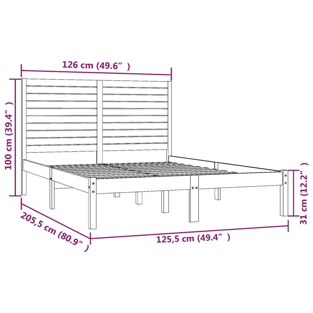 vidaXL Bed Frame White Solid Wood 120x200 cm