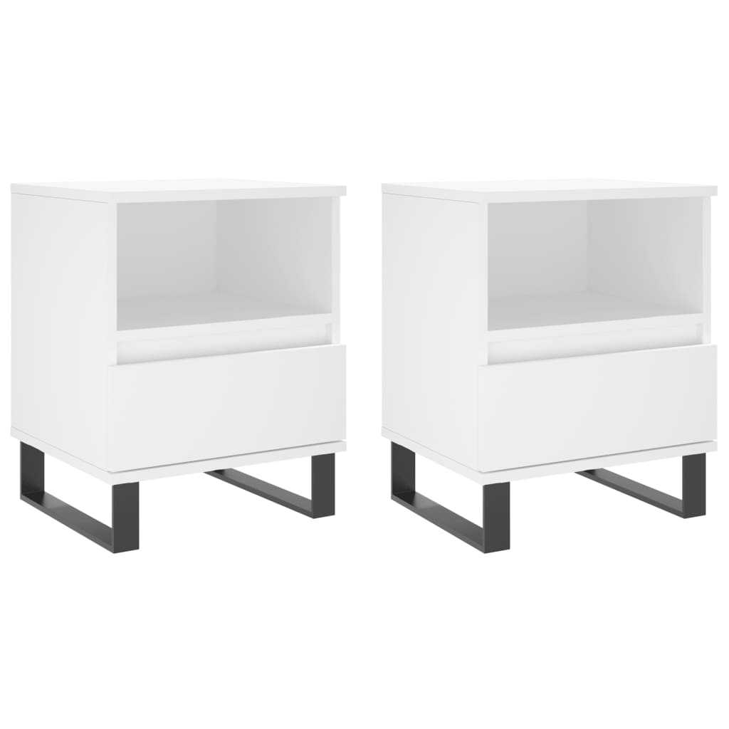 vidaXL Bedside Cabinets 2 pcs White 40x35x50 cm Engineered Wood