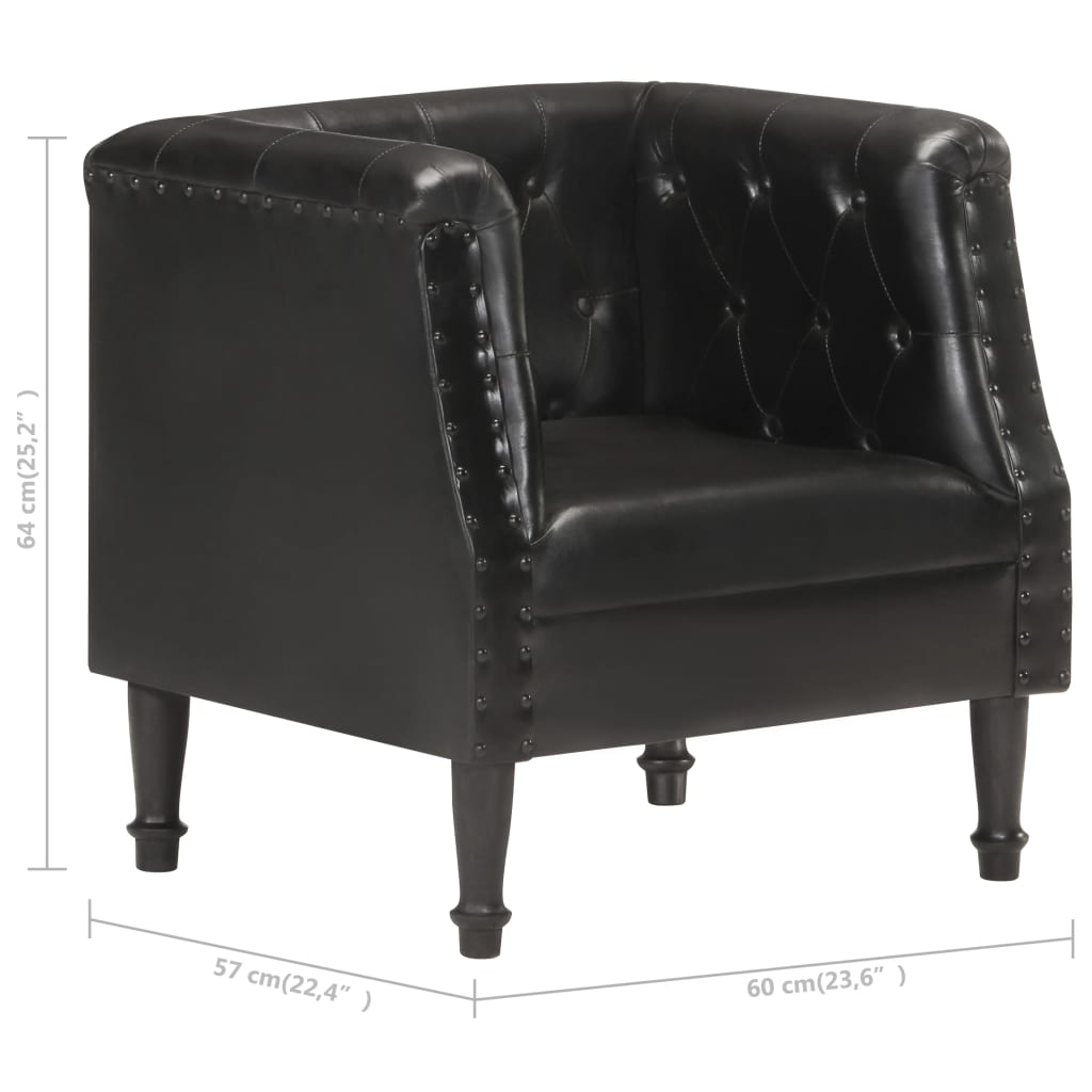 vidaXL Armchair Black Real Leather