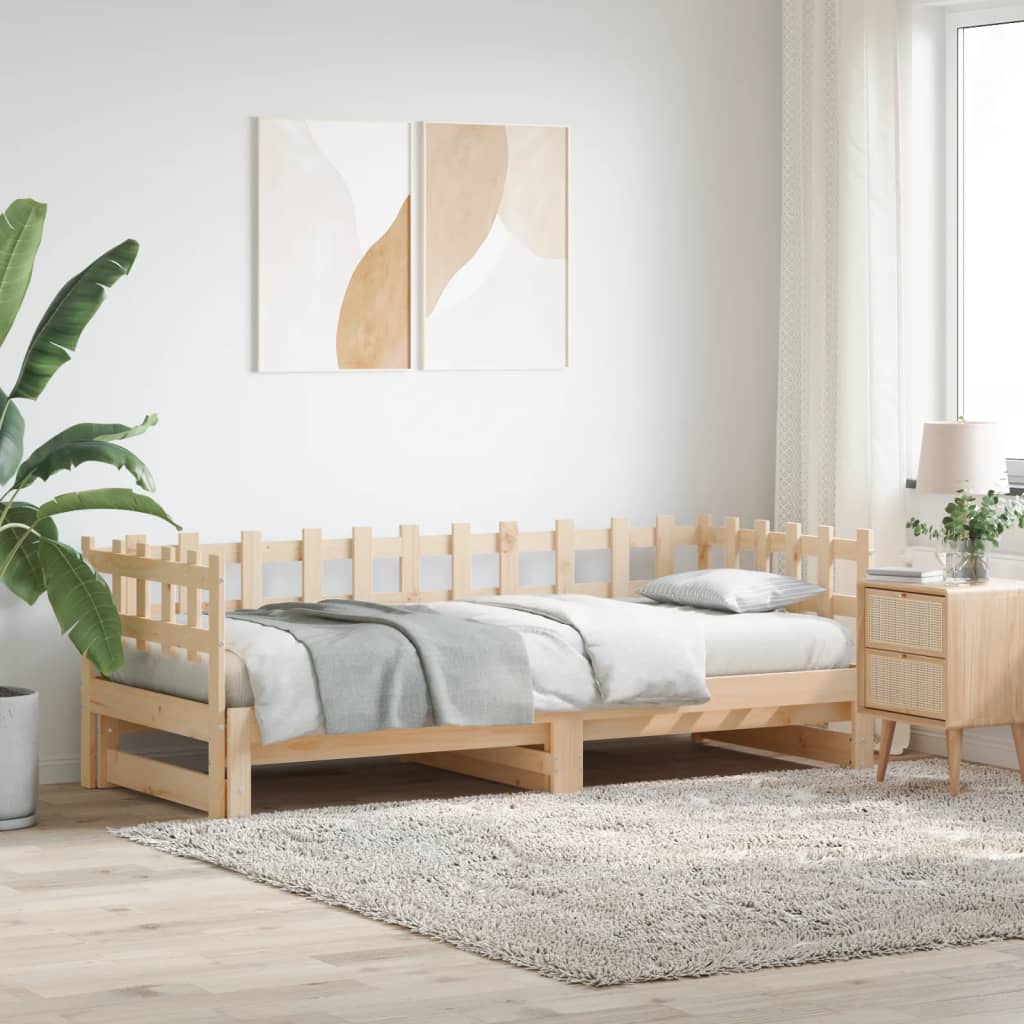 vidaXL Pull-out Day Bed without Mattress 2x(90x200) cm Solid Wood