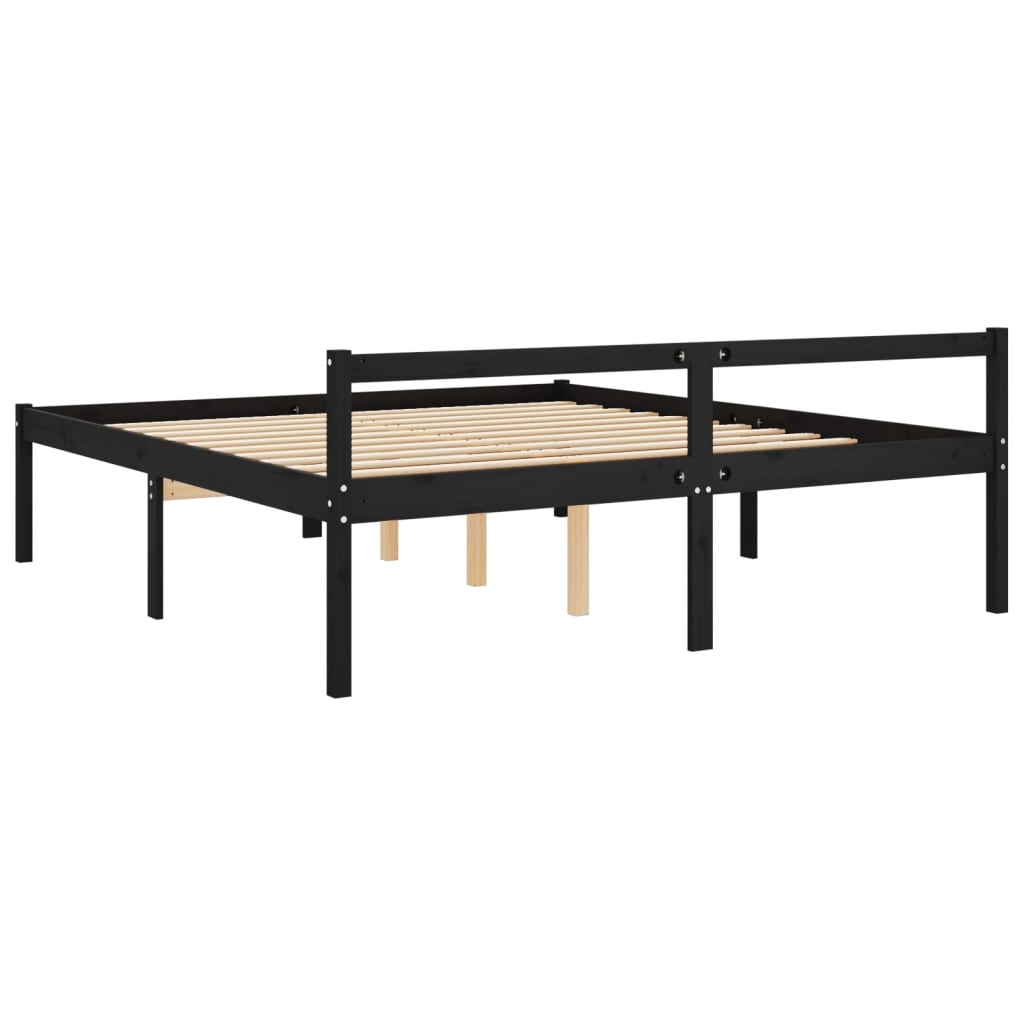 vidaXL Senior Bed without Mattress Black 200x200 cm Solid Wood Pine