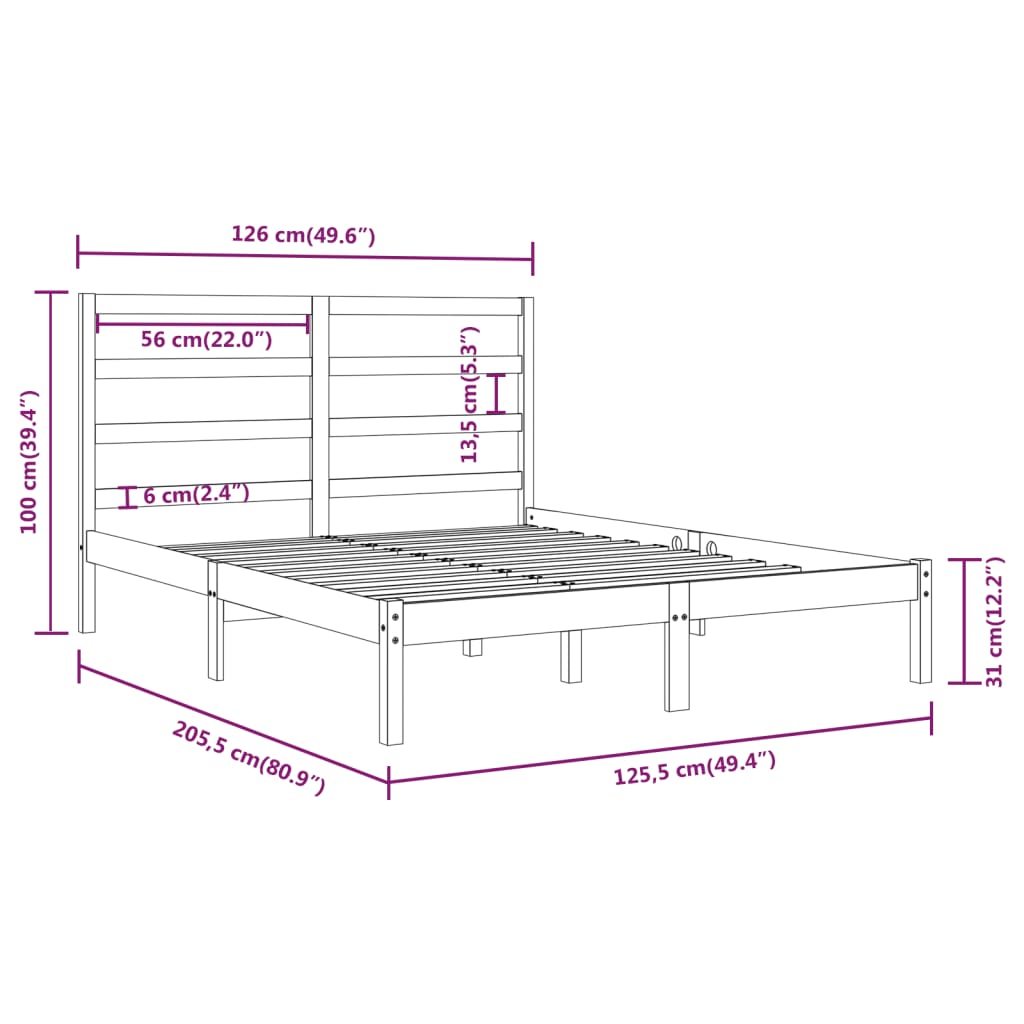 vidaXL Bed Frame without Mattress Honey Brown 120x200 cm Solid Wood Pine