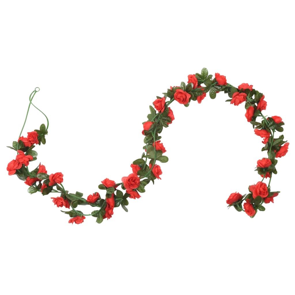 vidaXL Christmas Flower Garlands 6 pcs Red 240 cm