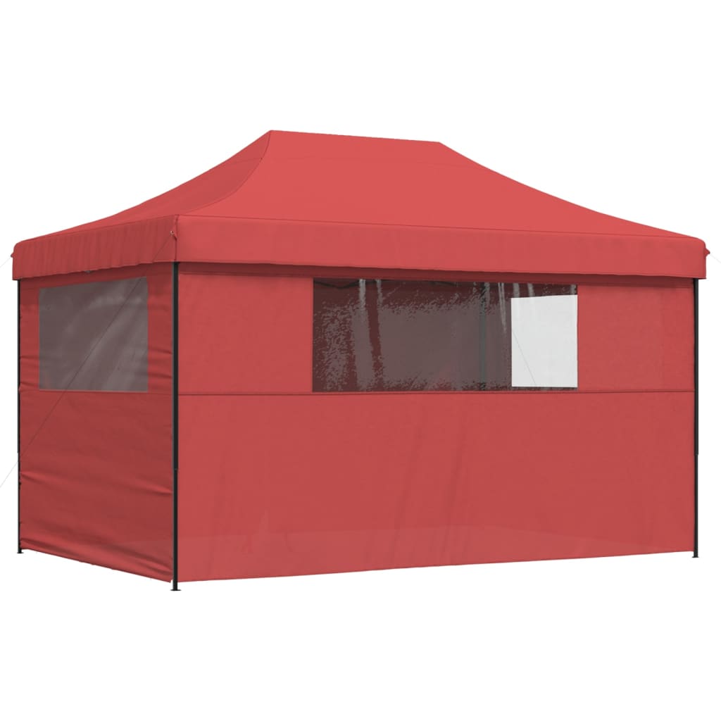 vidaXL Foldable Party Tent Pop-Up with 4 Sidewalls Burgundy