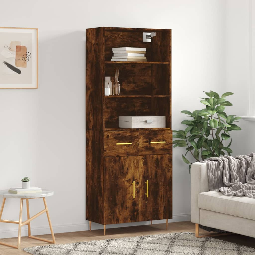 vidaXL Highboard Smoked Oak 69.5x34x180 cm Engineered Wood