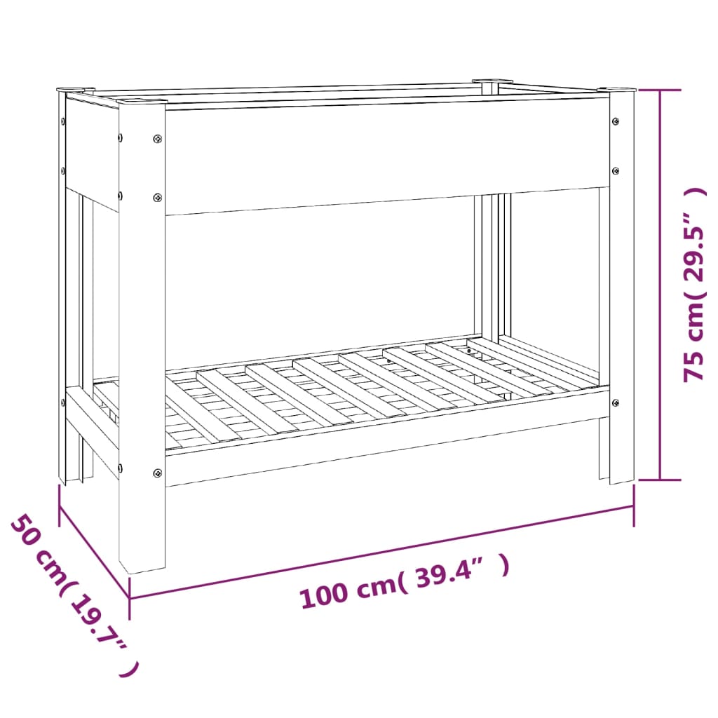 vidaXL Garden Raised Bed with Shelf Grey 100x50x75 cm WPC