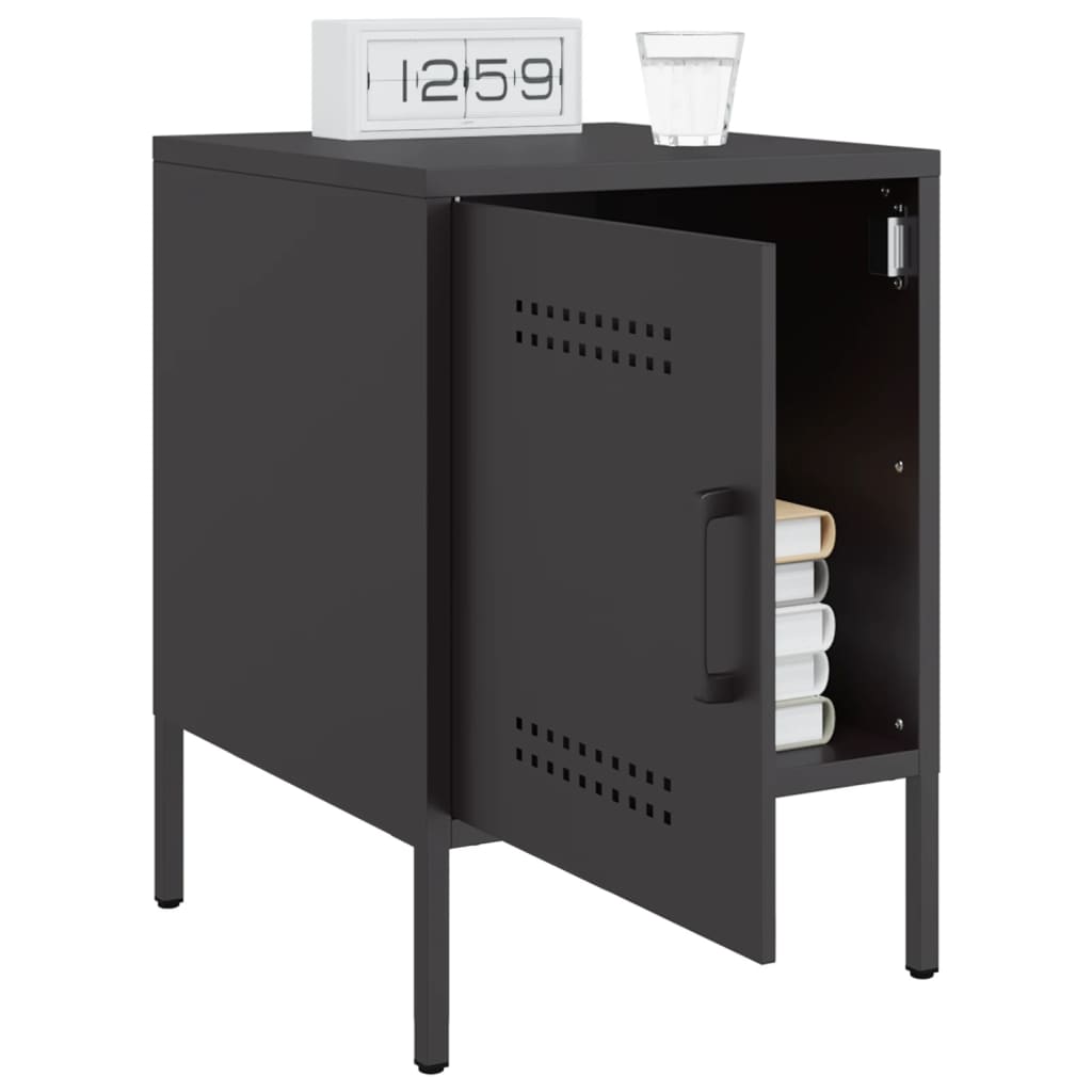 vidaXL Bedside Cabinets 2 pcs Black 36x39x50.5 cm Steel