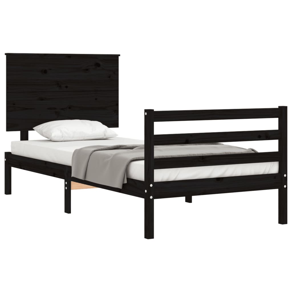 vidaXL Bed Frame without Mattress Black 100x200 cm Solid Wood