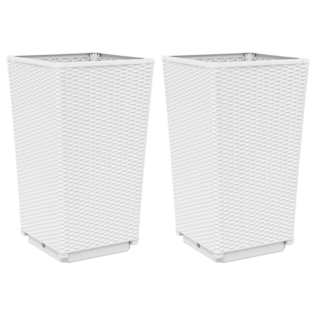 vidaXL Garden Planters 2 pcs White 32.5x32.5x57 cm PP