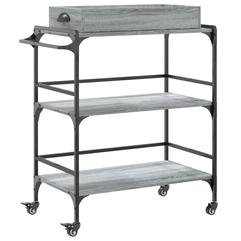 vidaXL Kitchen Trolley Grey Sonoma 81.5x41x92.5 cm Engineered Wood