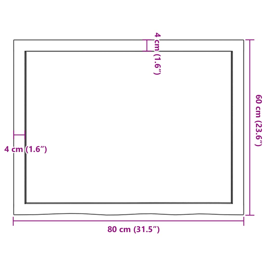 vidaXL Table Top 80x60x(2-4) cm Untreated Solid Wood Oak