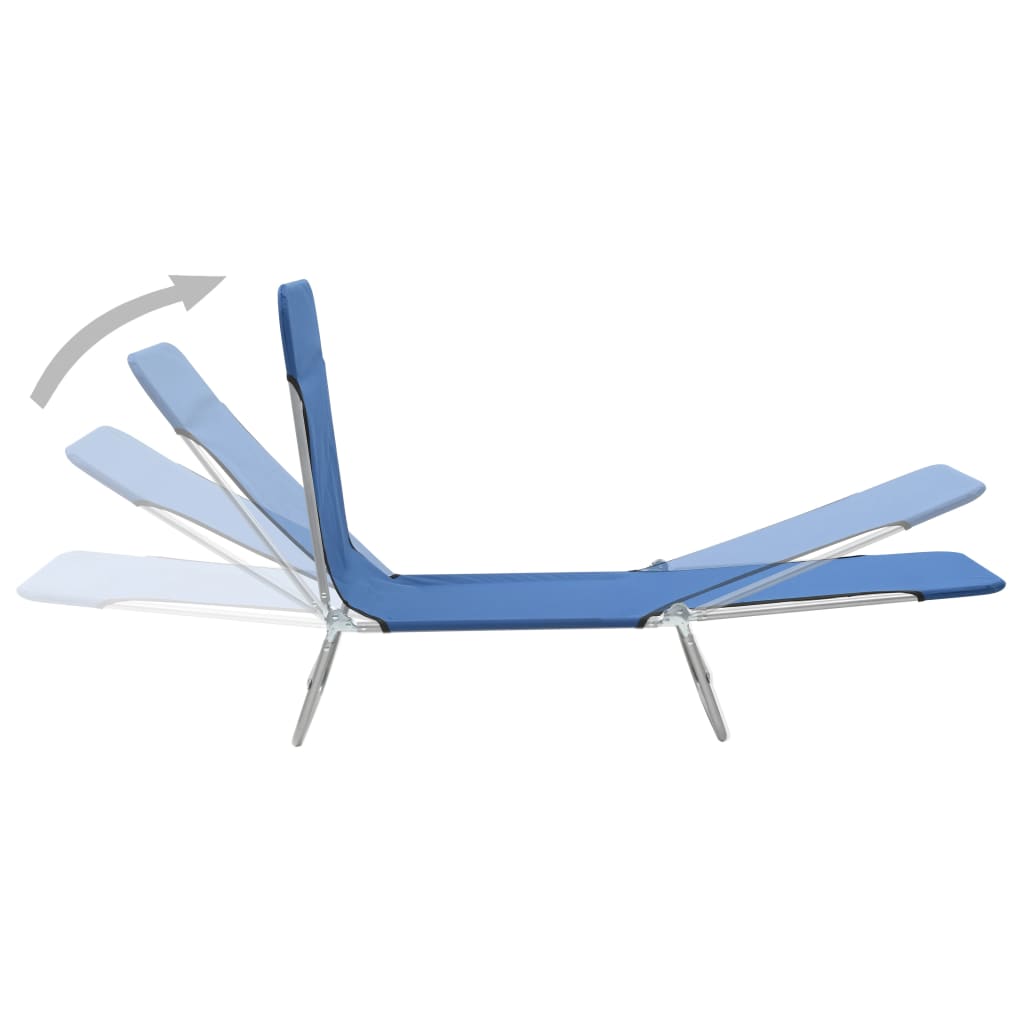 vidaXL Folding Sun Loungers 2 pcs Steel and Fabric Blue