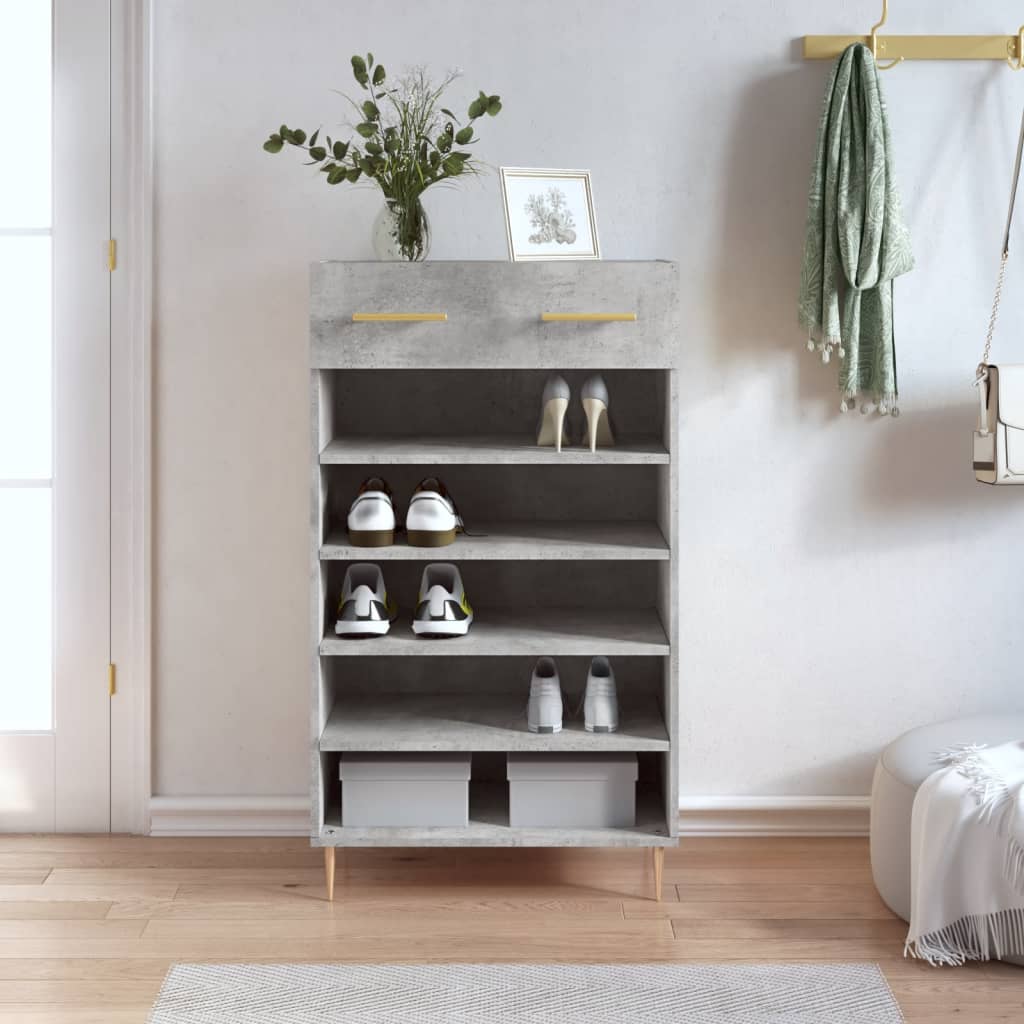 vidaXL Shoe Cabinet Concrete Grey 60x35x105 cm Engineered Wood