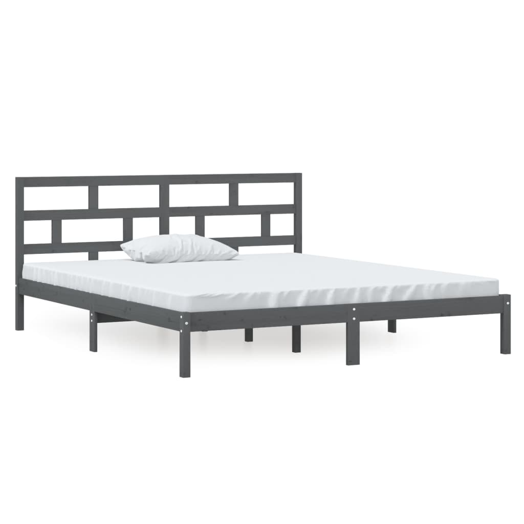 vidaXL Bed Frame without Mattress Grey Double Solid Wood