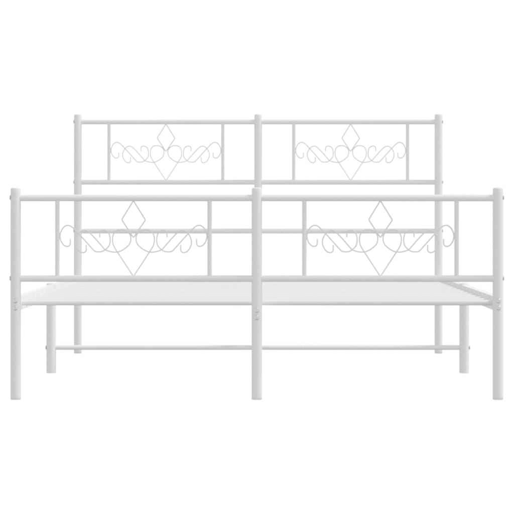 vidaXL Metal Bed Frame without Mattress with Footboard White 135x190 cm Double