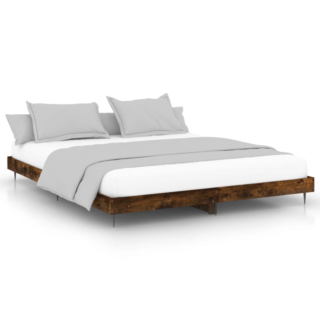 vidaXL Bed Frame without Mattress Smoked Oak 150x200 cm King Size Engineered Wood