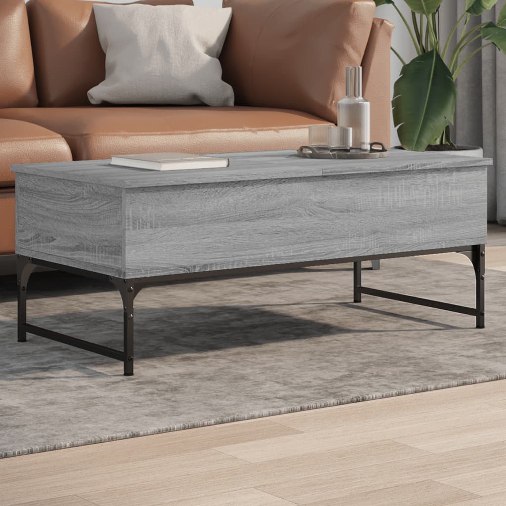 vidaXL Coffee Table Grey Sonoma 100x50x40 cm Engineered Wood and Metal