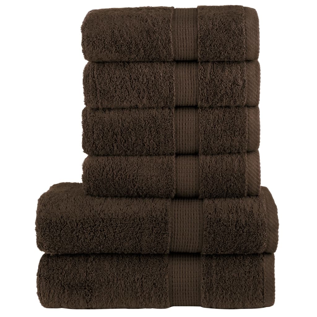 vidaXL 6 Piece Premium Towel Set SOLUND Brown 600 gsm