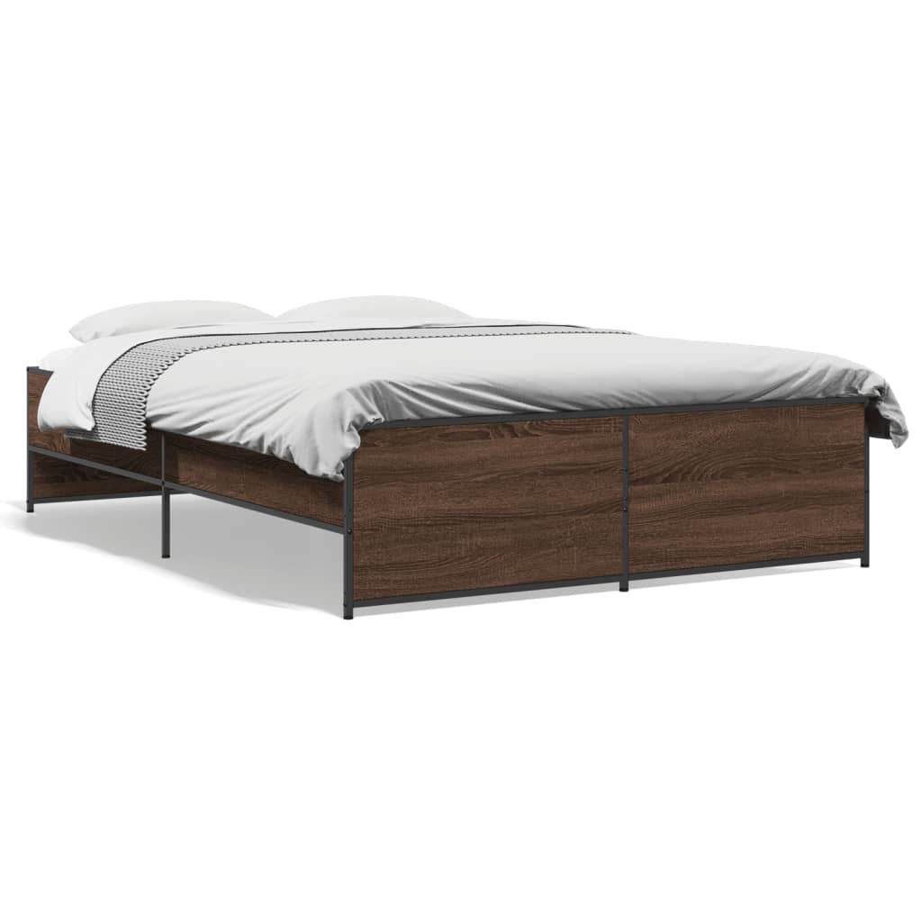 vidaXL Bed Frame without Mattress Brown Oak 135x190 cm Double