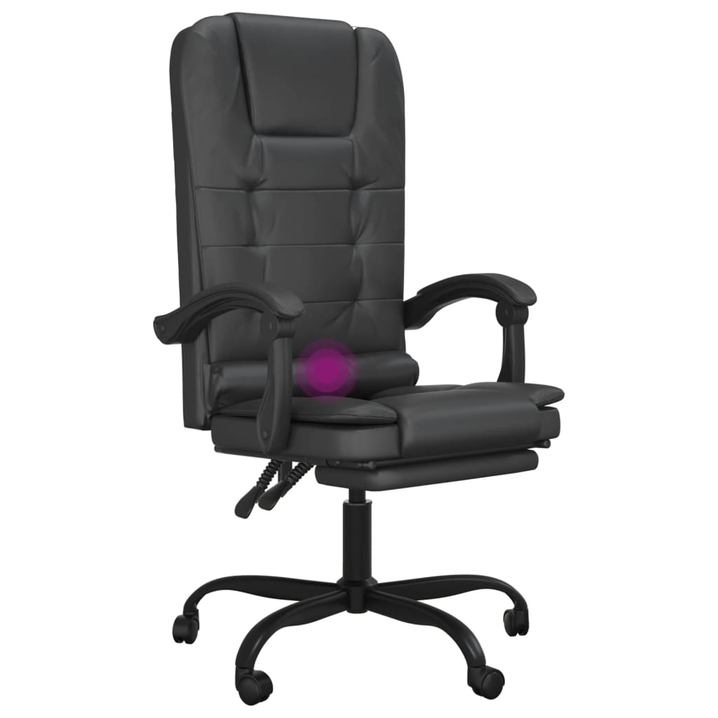 vidaXL Massage Reclining Office Chair Black Faux Leather