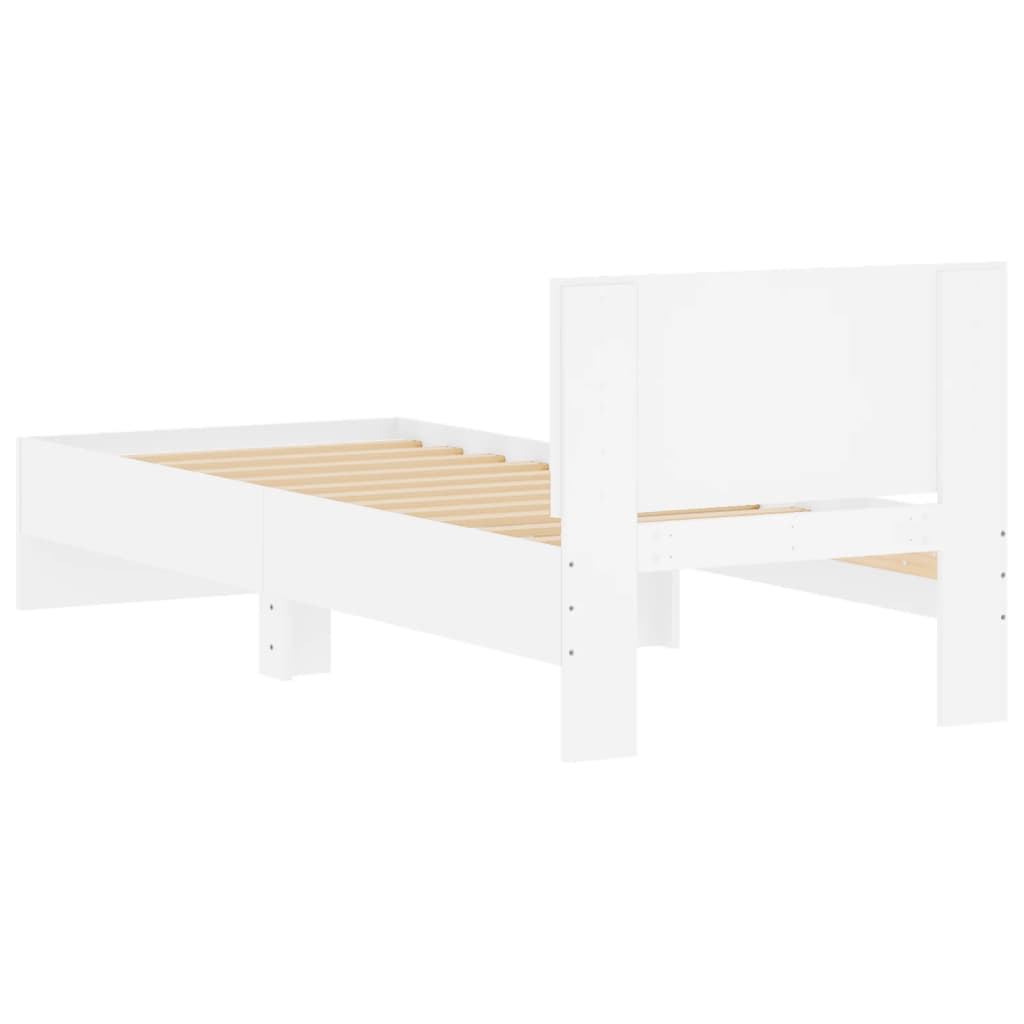 vidaXL Bed Frame without Mattress with Headboard White 90x200 cm