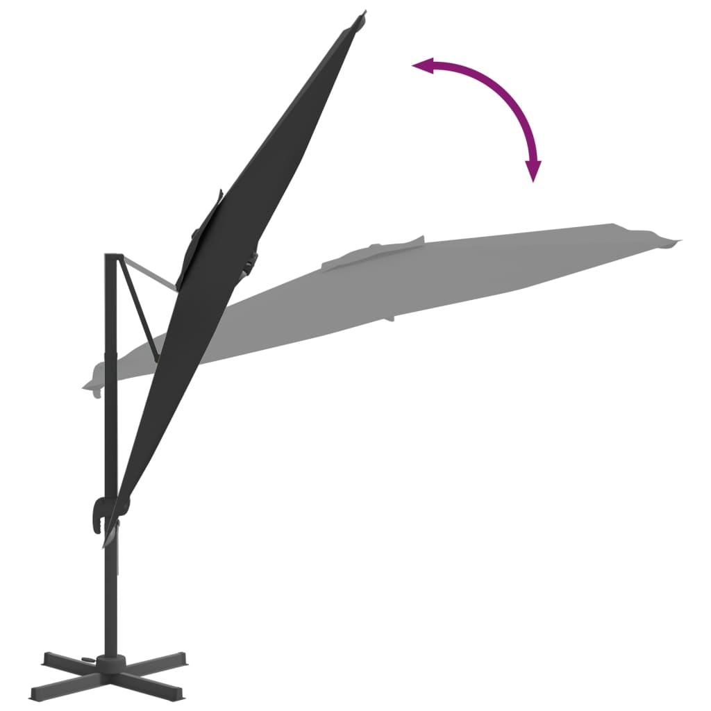 vidaXL LED Cantilever Garden Parasol Black 400x300 cm