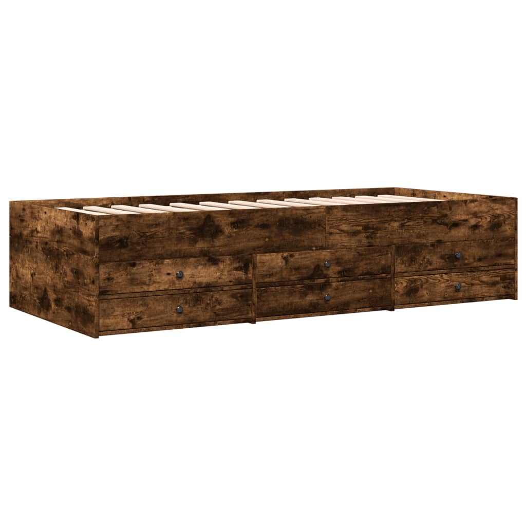 vidaXL Daybed with Drawers without Mattress Smoked Oak 75x190 cm Small Single