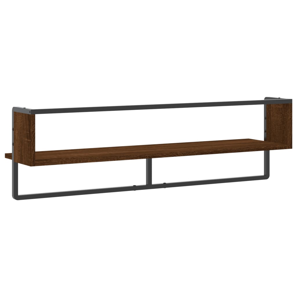 vidaXL Wall Shelf with Bar Brown Oak 100x25x30 cm