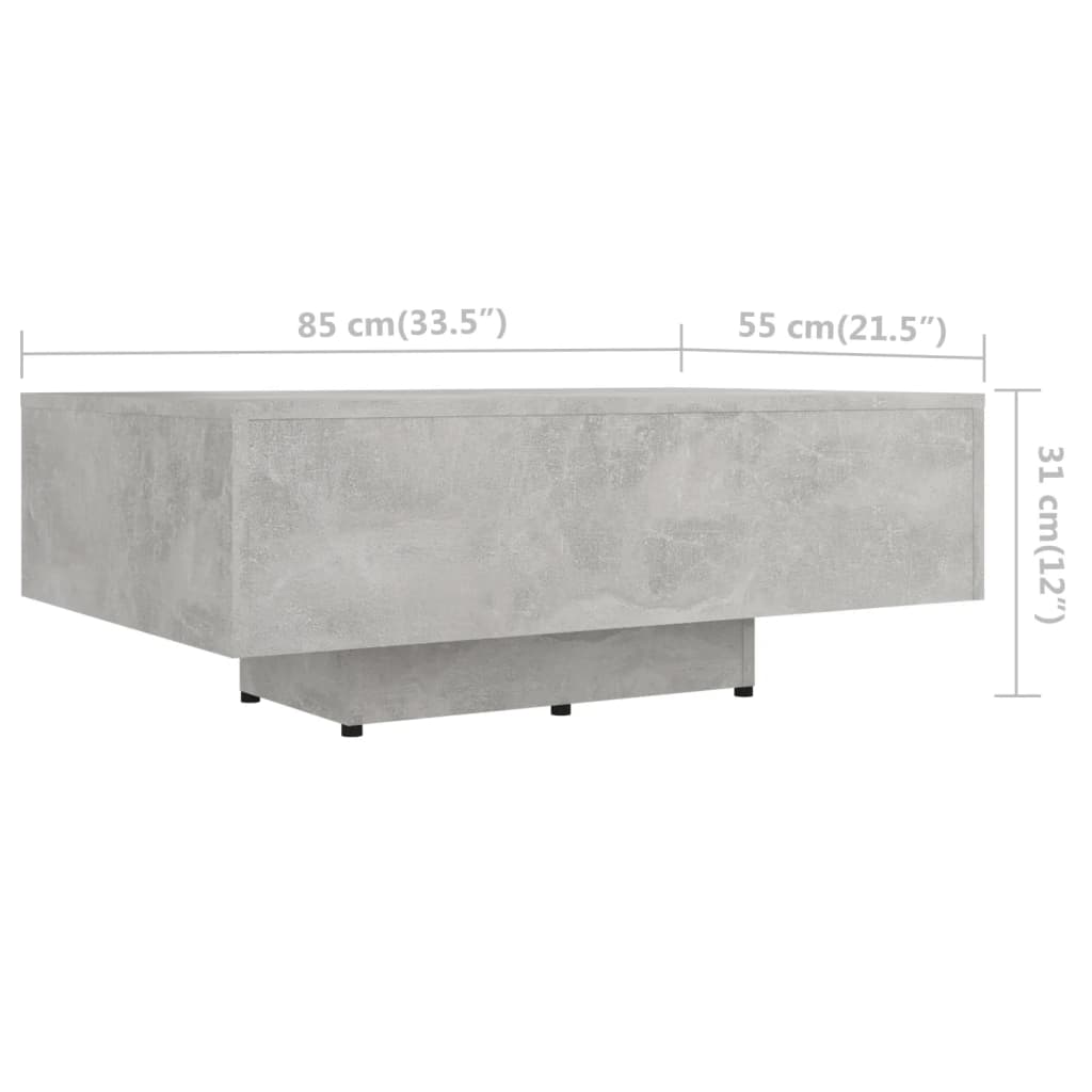 vidaXL Coffee Table Concrete Grey 85x55x31 cm Engineered Wood