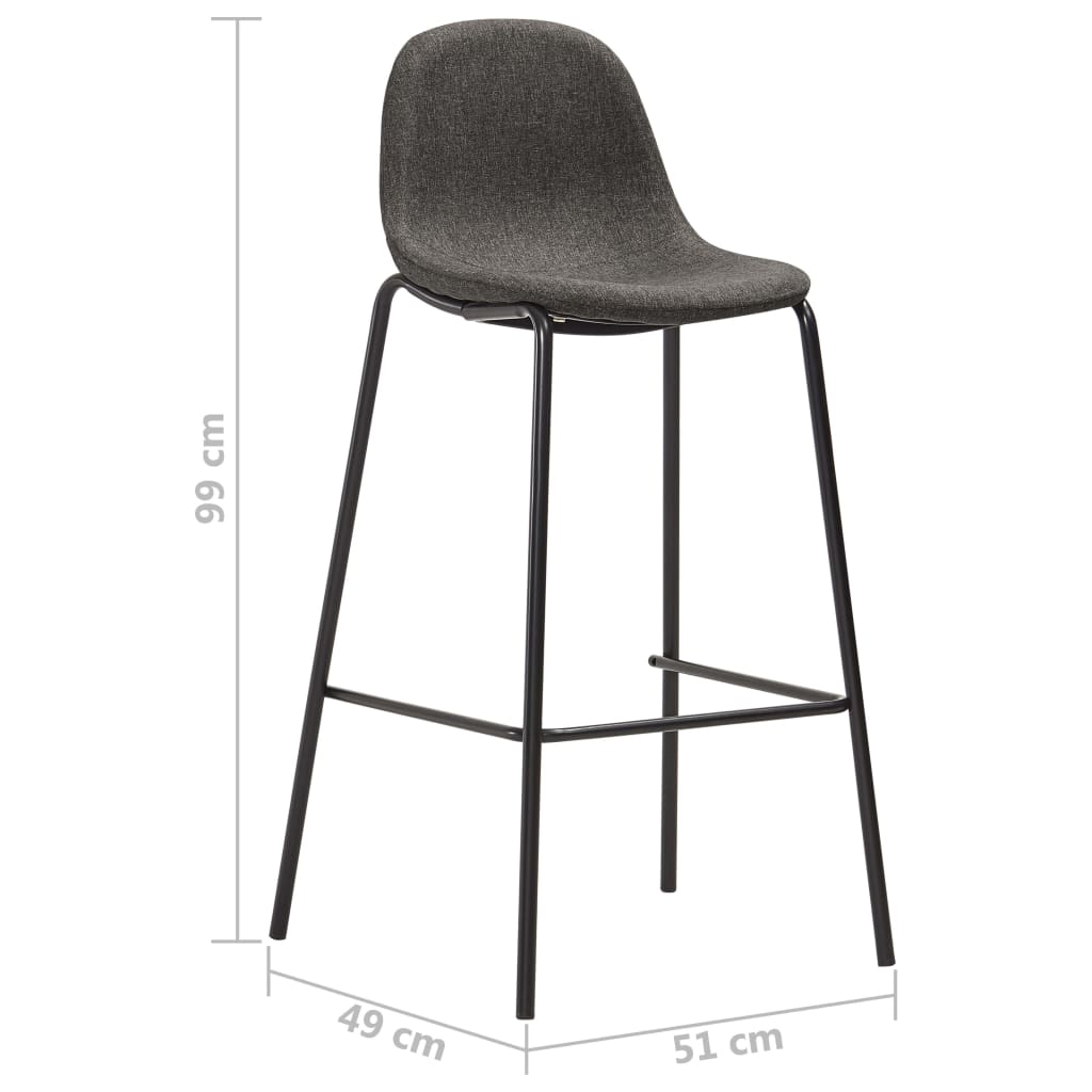 vidaXL Bar Stools 2 pcs Dark Grey Fabric